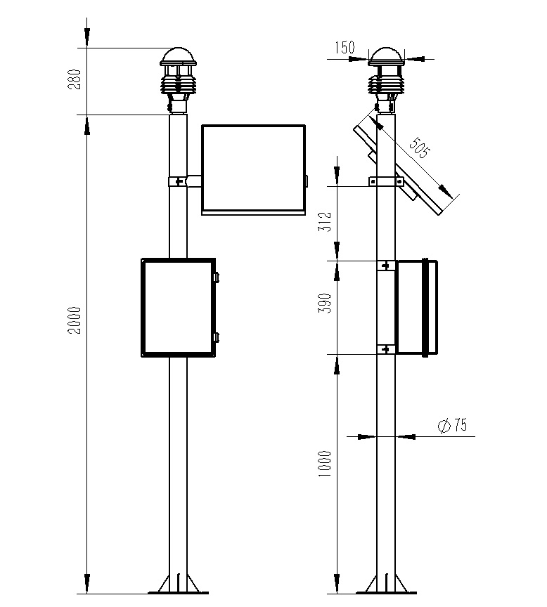 Product dimensions of small automatic weather station