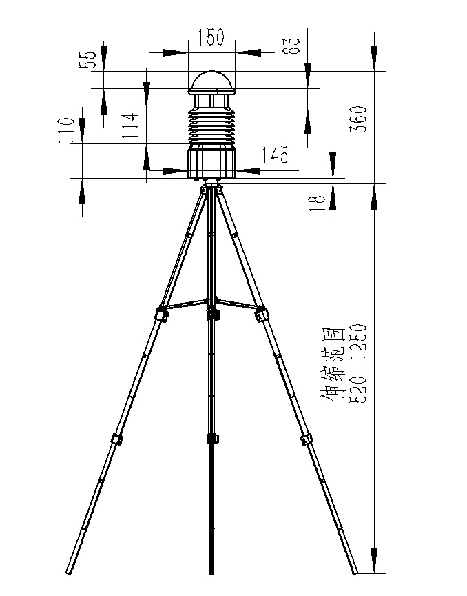 Dimensions of six and nine elements portable weather station