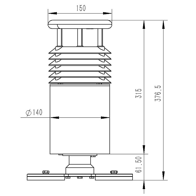 Dimensional drawing of two-element vehicle-mounted weather station1