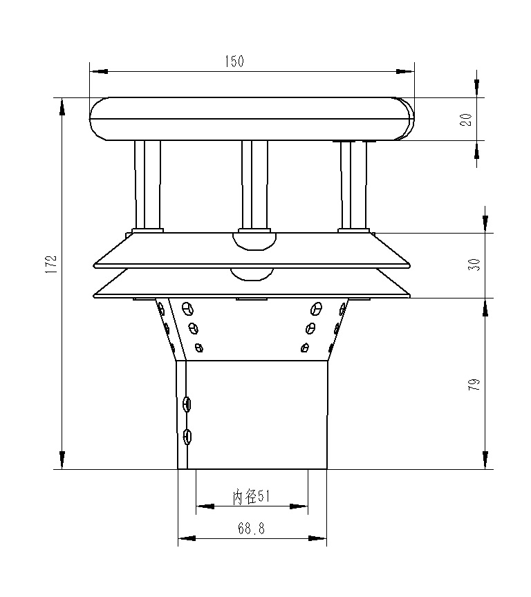 Piezoelectric rain sensor FT-Y1 product size chart