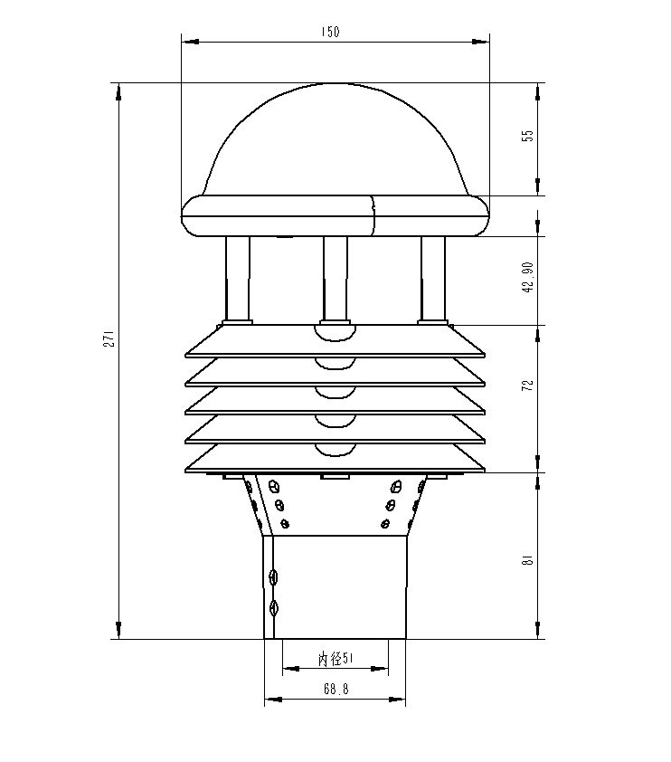 Product Dimensions of Miniature Meteorological Instrument