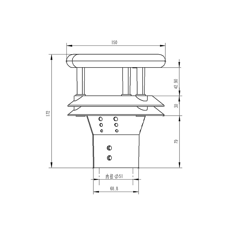 Dimensional drawing of anemometer anemometer