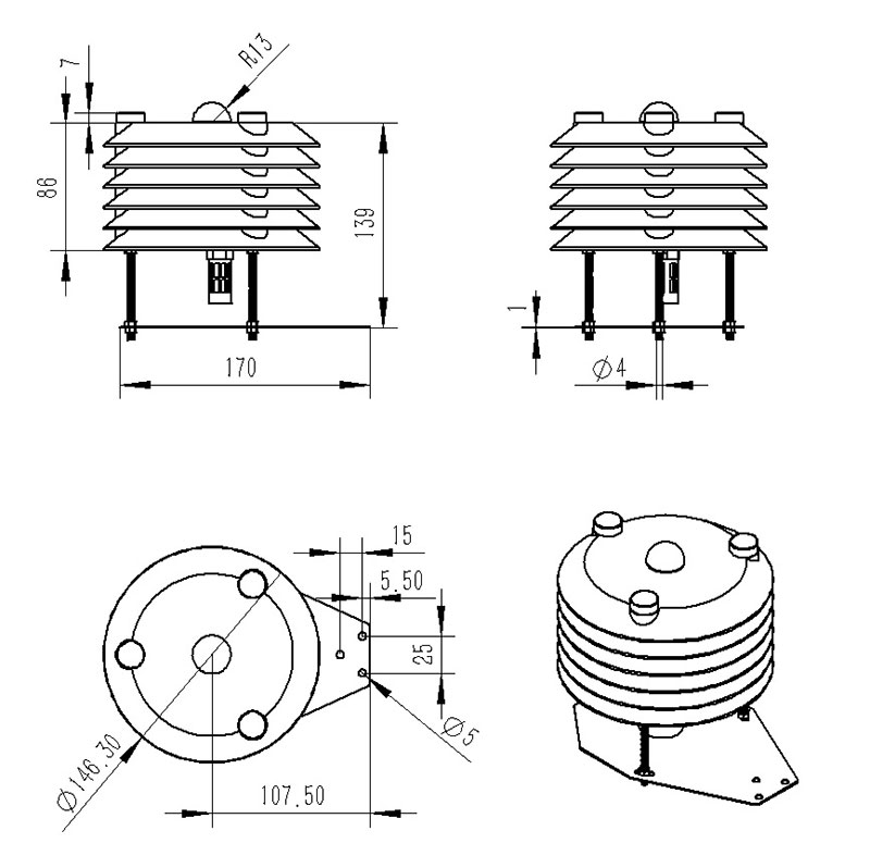 Product Dimensions of Environmental Monitoring Sensors