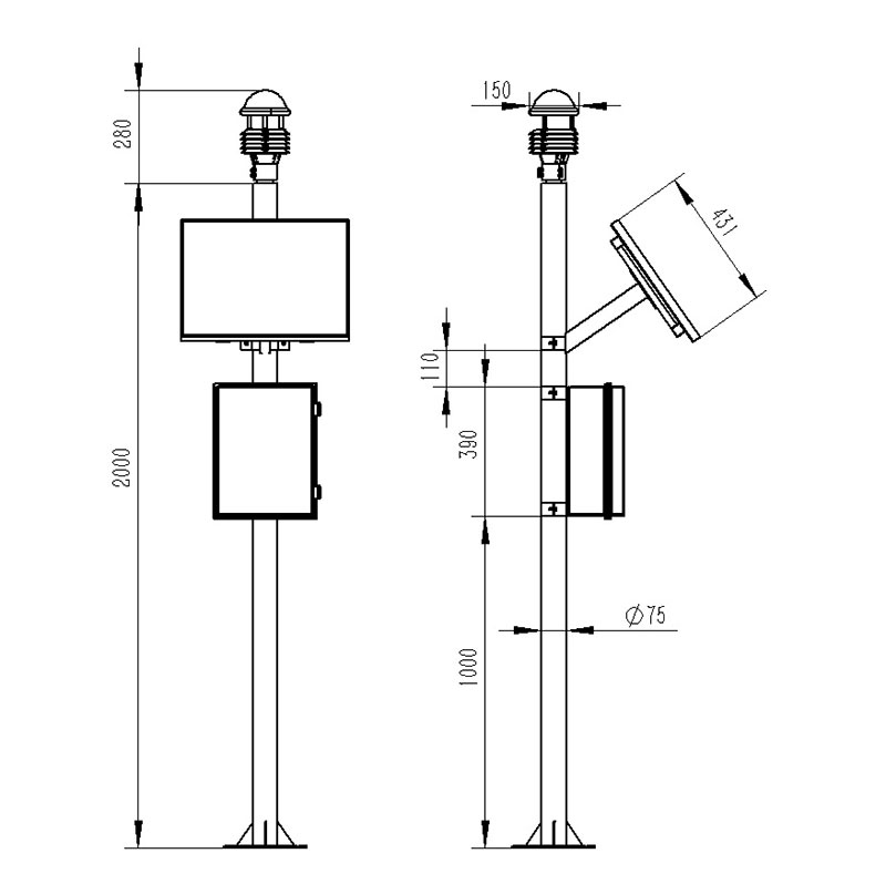 the new automatic weather station product size diagram