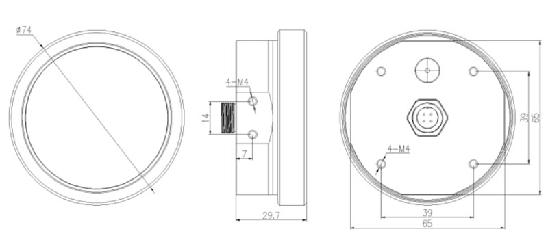 Product dimensions of flat-panel radar water level meter