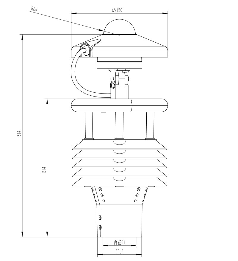 Photovoltaic meteorological instrument product size chart