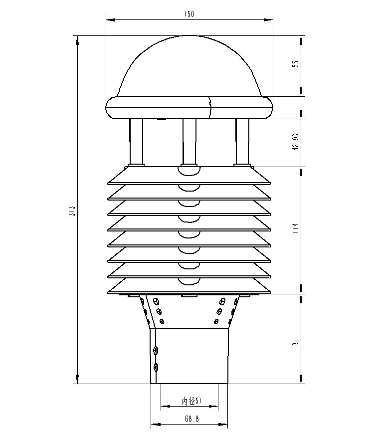 Ultrasonic Automatic Weather Instrument Product Dimensions