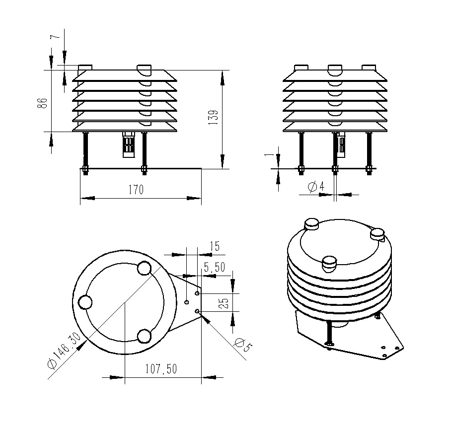 Six element sensor product size chart