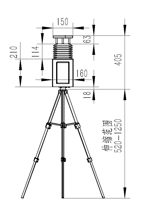 Multiparameter weather station product size chart