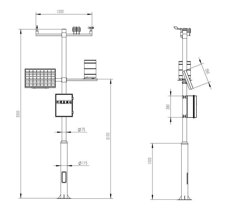 Small automatic weather station product size chart