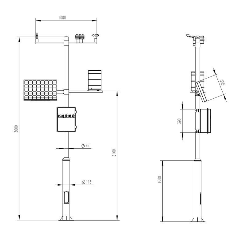 Multifunctional weather station product size chart