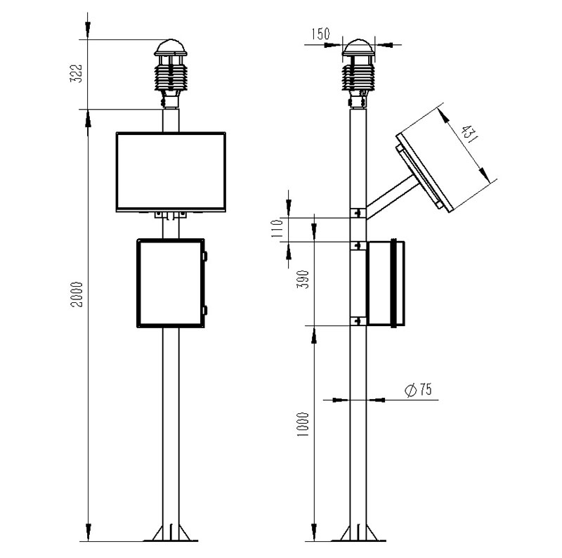 Air quality monitoring station product size chart