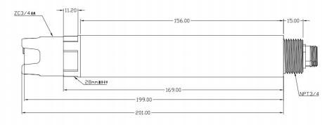 Water quality conductivity sensor dimension diagram