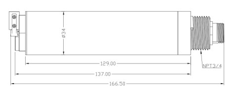 Self-cleaning Turbidity Sensor Dimensional Chart