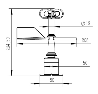 Wind speed and direction sensor appearance size