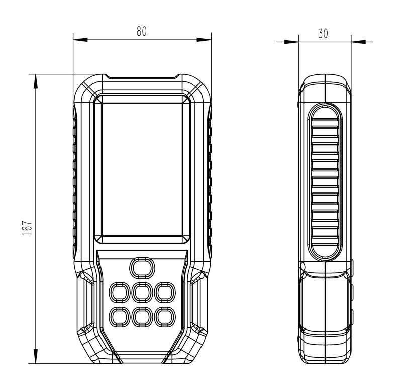 Thirteen-element handheld weather station dimensions